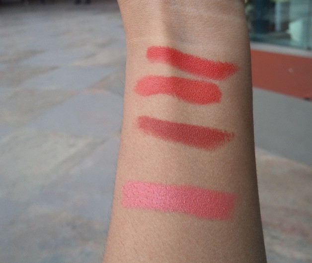 mac red and orange lipsticks swatches