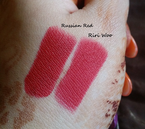 Mac Riri Woo Lipstick Review, Swatches Comparison Ruby Woo and Russian Red Vanitynoapologies | Indian Makeup and Beauty Blog