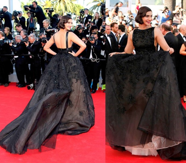 Sonam Kapoor Elie Saab black gown 67th Annual Cannes Film Festival
